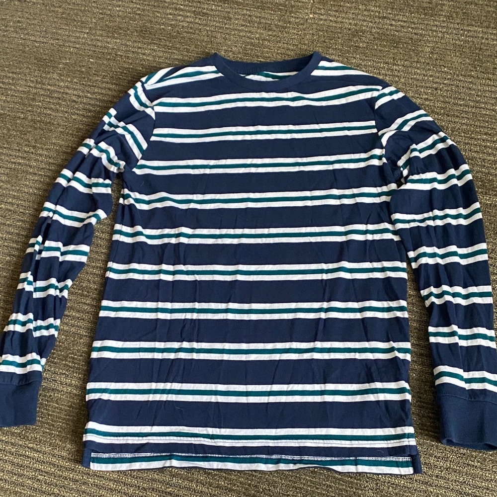 No Boundaries Navy and White Striped Long Sleeve Tee
